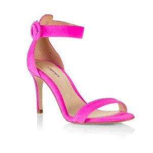 L'AGENCE Gisele III Suede Ankle Strap Sandals Hot Pink Size EU 37
